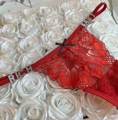 Custom Crystal Name Lace Thongs