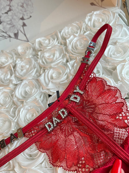 Custom Crystal Name Lace Thongs